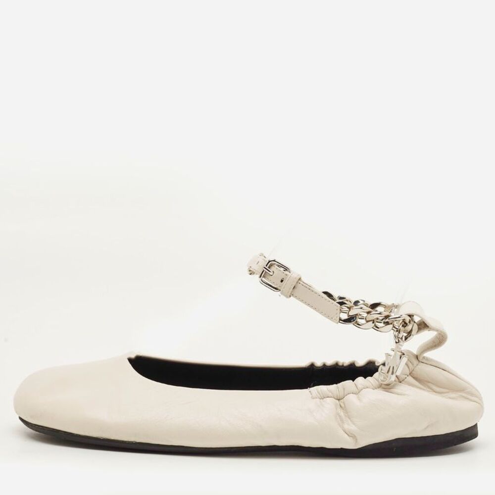 J.w.anderson Size 36.5 Cream Leather Chain Embellished Ballet Flats